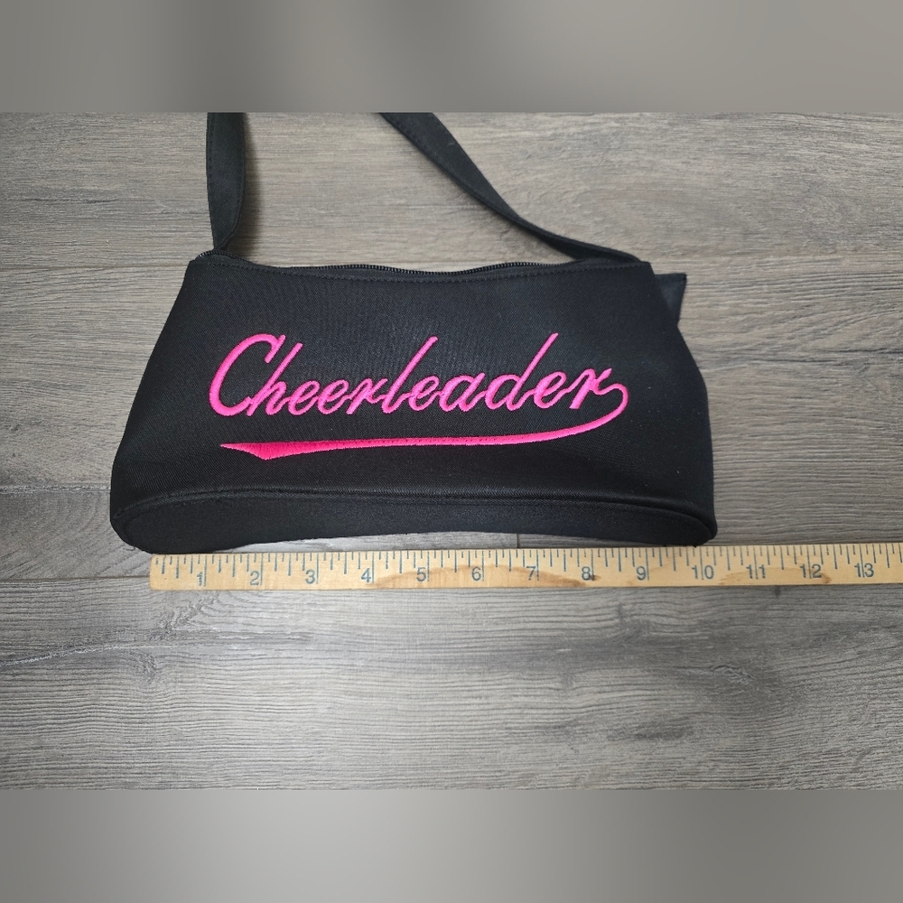 Cheerleader Embroidered Small Purse Childs Black Pink - Picture 3 of 4